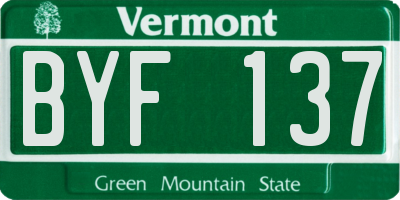 VT license plate BYF137
