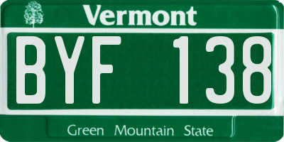 VT license plate BYF138