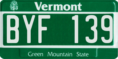 VT license plate BYF139
