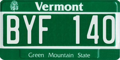 VT license plate BYF140