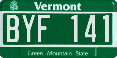 VT license plate BYF141