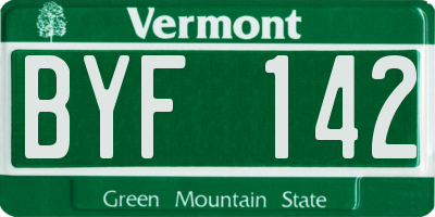 VT license plate BYF142