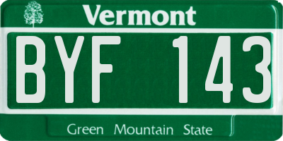 VT license plate BYF143