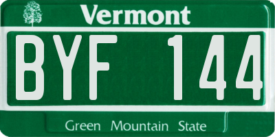 VT license plate BYF144