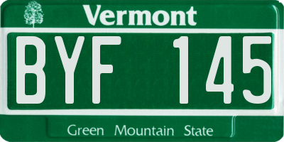 VT license plate BYF145