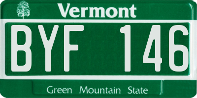 VT license plate BYF146