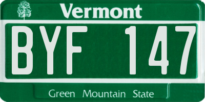VT license plate BYF147