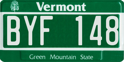 VT license plate BYF148