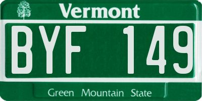 VT license plate BYF149
