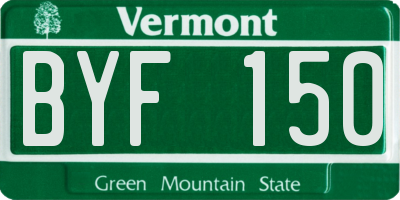 VT license plate BYF150