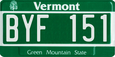 VT license plate BYF151