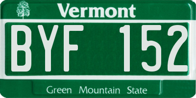 VT license plate BYF152