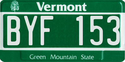 VT license plate BYF153