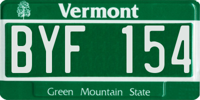 VT license plate BYF154