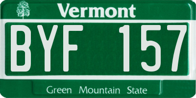 VT license plate BYF157