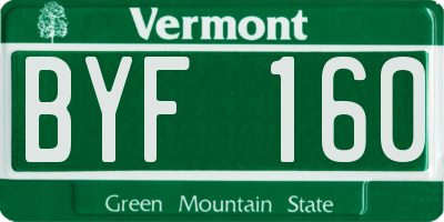 VT license plate BYF160
