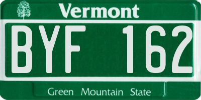 VT license plate BYF162