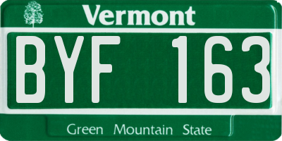 VT license plate BYF163