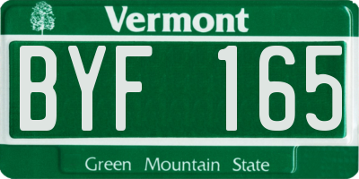 VT license plate BYF165