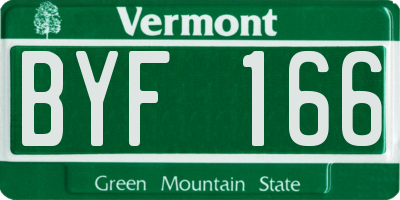 VT license plate BYF166
