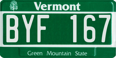 VT license plate BYF167