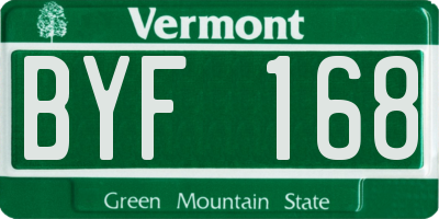 VT license plate BYF168