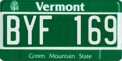 VT license plate BYF169
