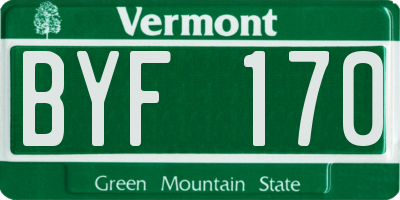 VT license plate BYF170