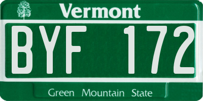 VT license plate BYF172