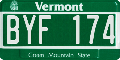 VT license plate BYF174