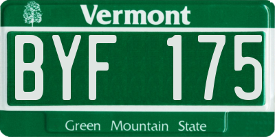 VT license plate BYF175