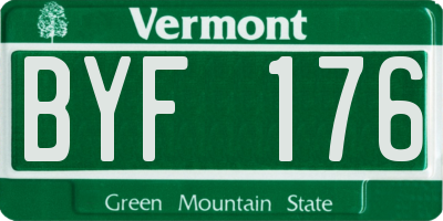 VT license plate BYF176