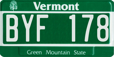 VT license plate BYF178
