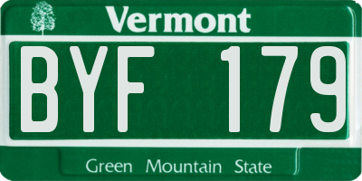 VT license plate BYF179