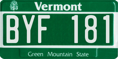VT license plate BYF181