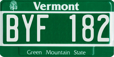 VT license plate BYF182