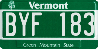 VT license plate BYF183