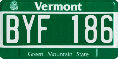 VT license plate BYF186