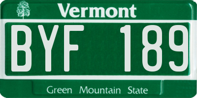 VT license plate BYF189
