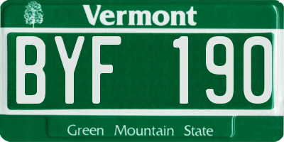 VT license plate BYF190