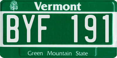 VT license plate BYF191