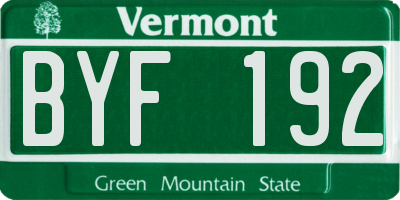 VT license plate BYF192