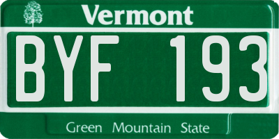 VT license plate BYF193