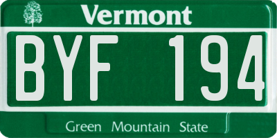 VT license plate BYF194