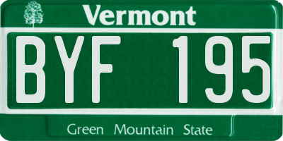 VT license plate BYF195