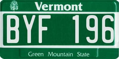 VT license plate BYF196