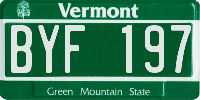 VT license plate BYF197