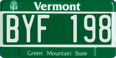 VT license plate BYF198