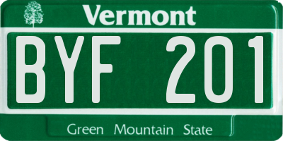 VT license plate BYF201