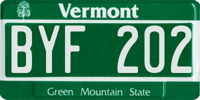 VT license plate BYF202
